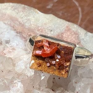 NATURAL VANDINITE DRUZY 925 STERLING SILVER RING, SIZE 8